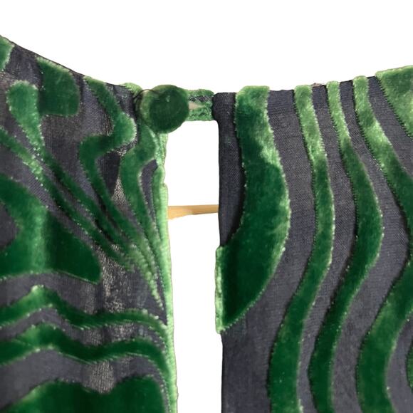 Ronny Kobo Astrid Green Animal Print Velvet Ruched Long Sleeve Midi Dress XS - Picture 13 of 14